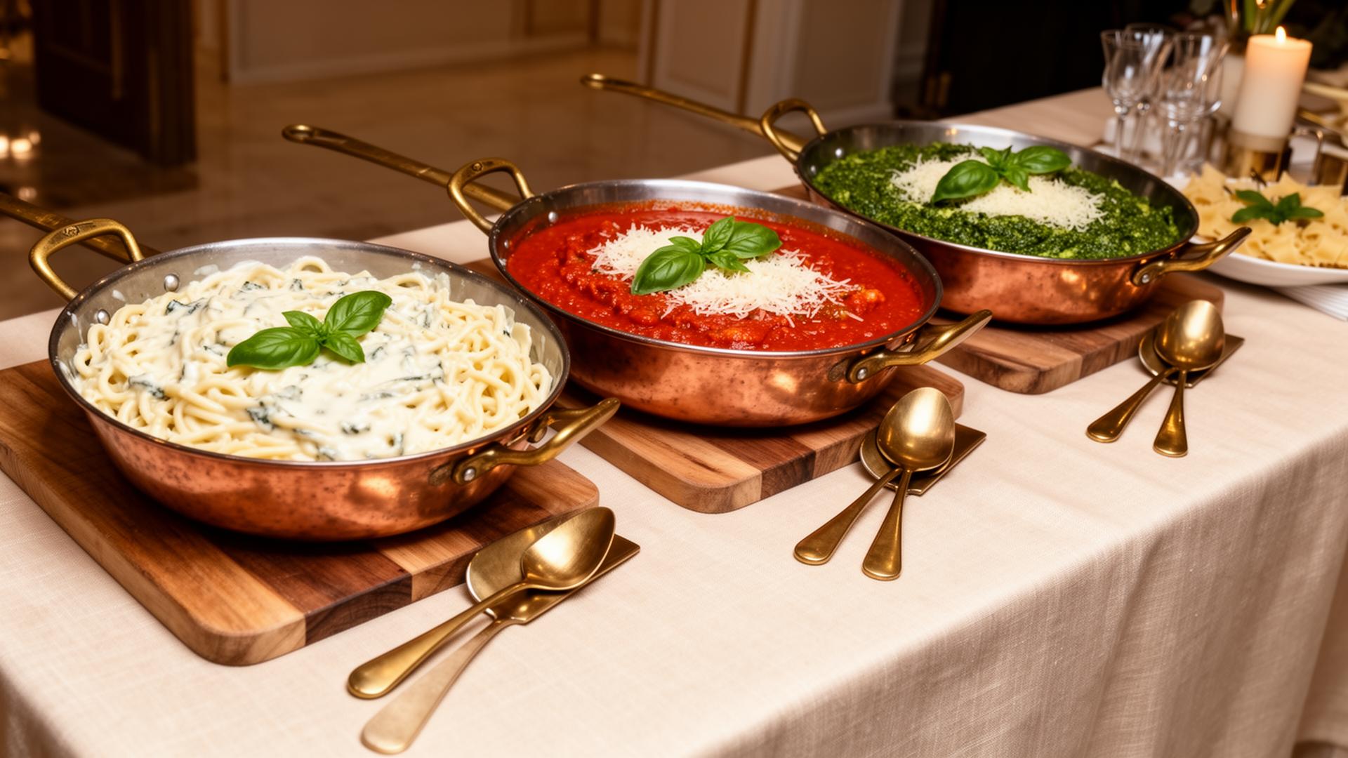 Three-pan pasta station